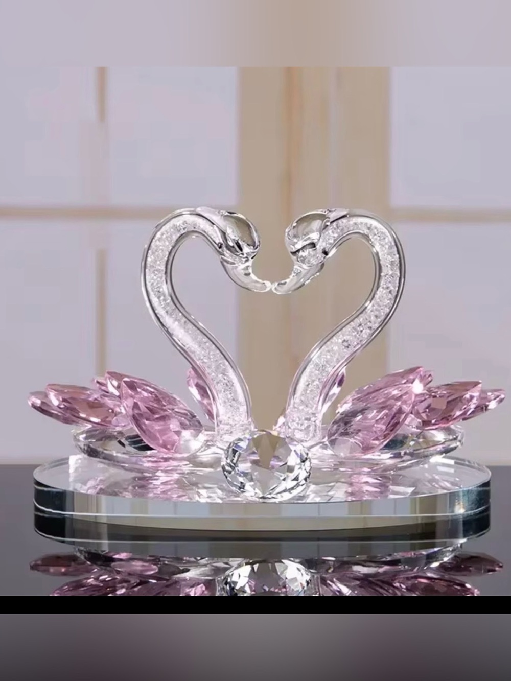 Crystal Glass Swan Pair Figurine